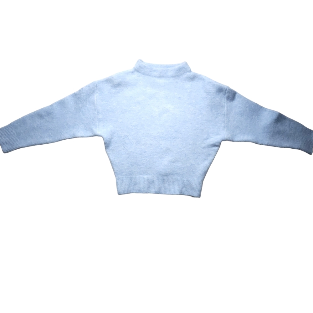 Zara Mock Neck Cropped Ice Blue Long Sleeve Soft Girl Sweater size women's XS